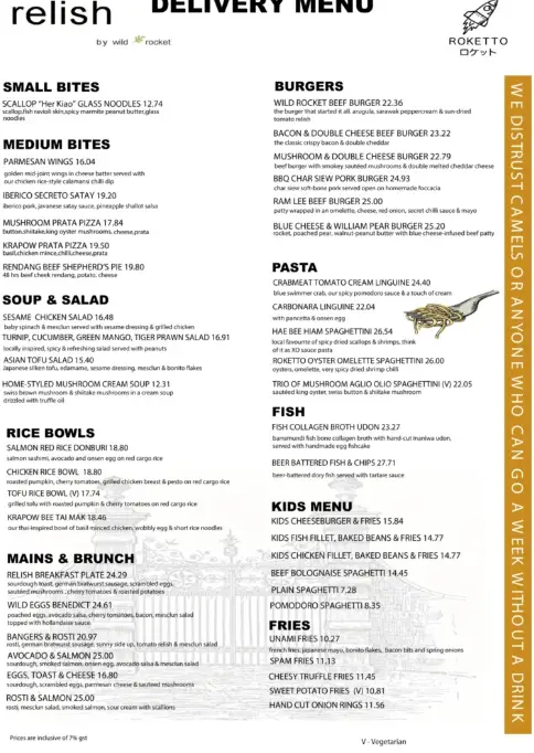 RELISH MENU SINGAPORE