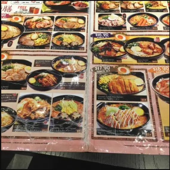 AJISEN RAMEN MENU