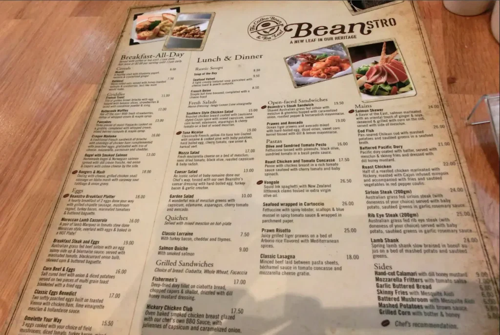 COFFEE BEAN MENU