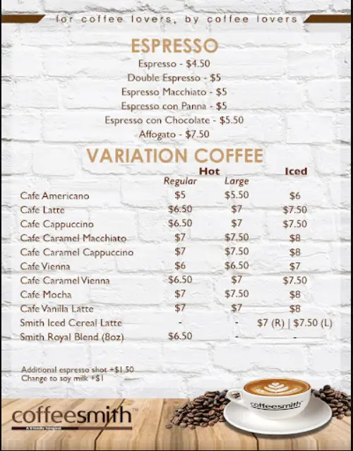 COFFEESMITH MENU