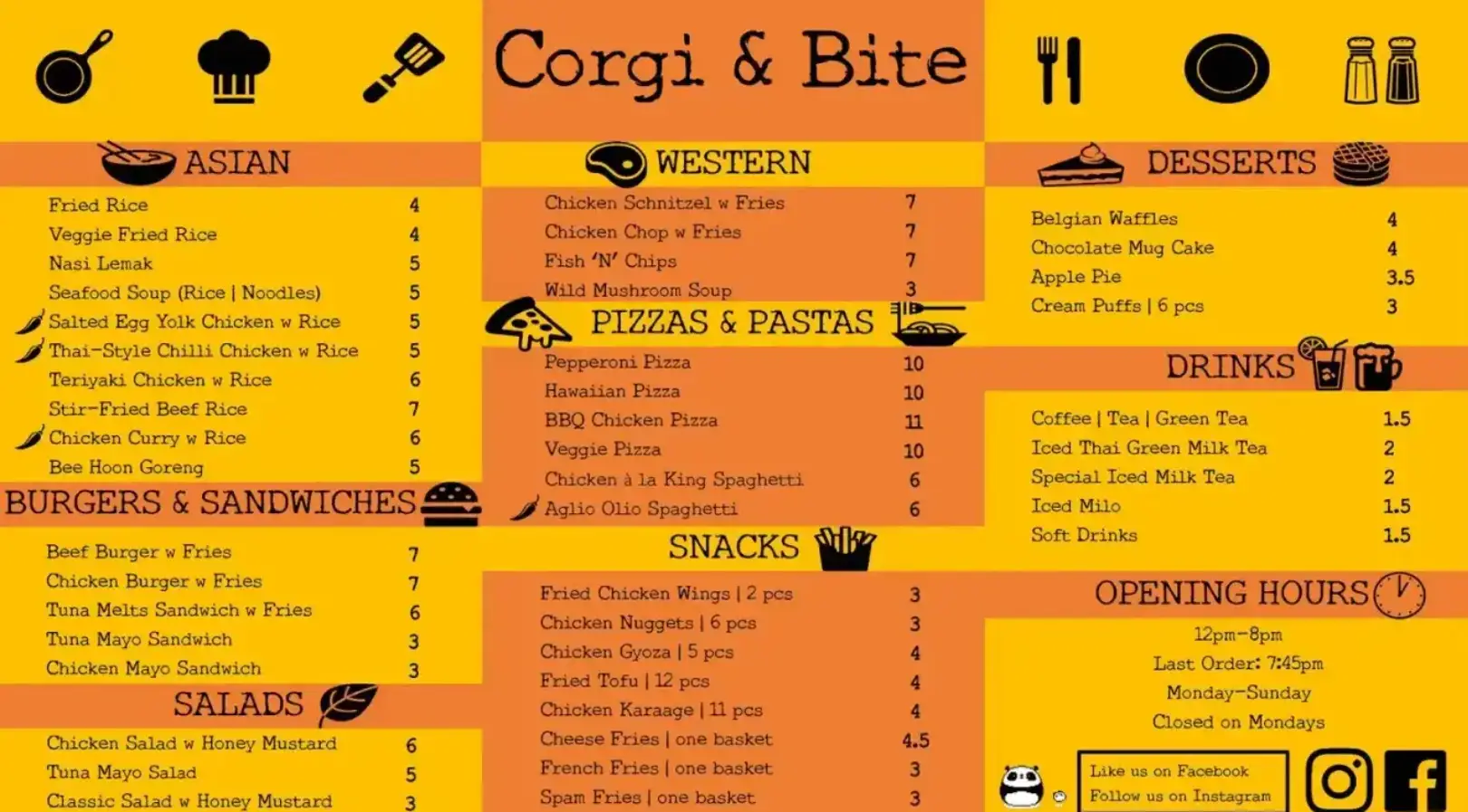 CORGI & BITE MENU SINGAPORE