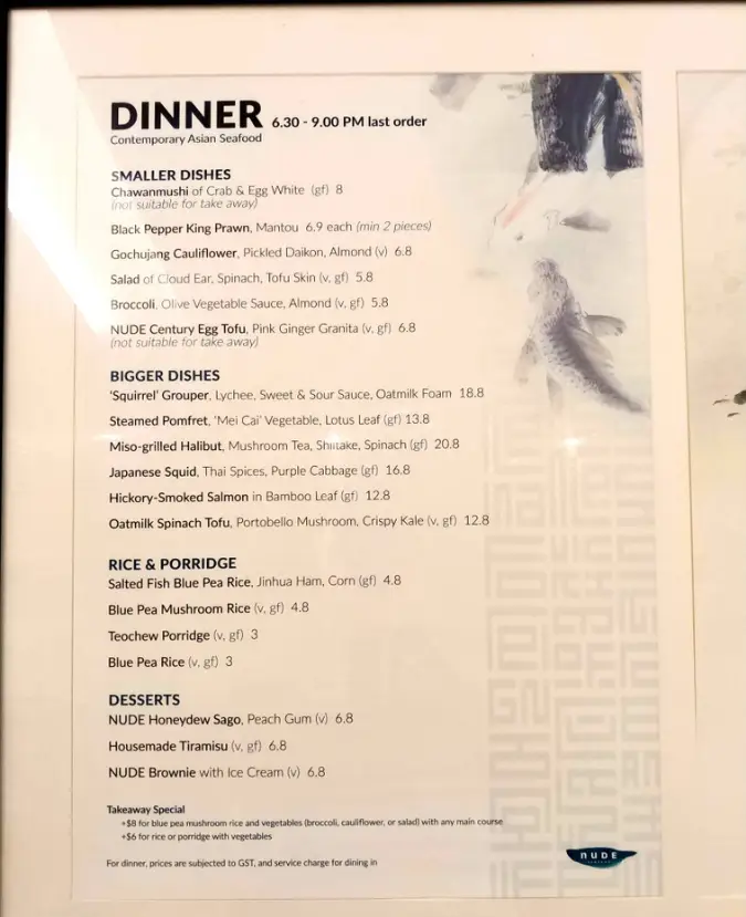 NUDE SEAFOOD MENU