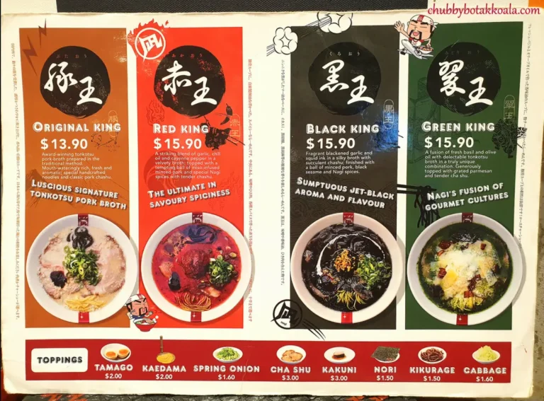 RAMEN NAGI MENU