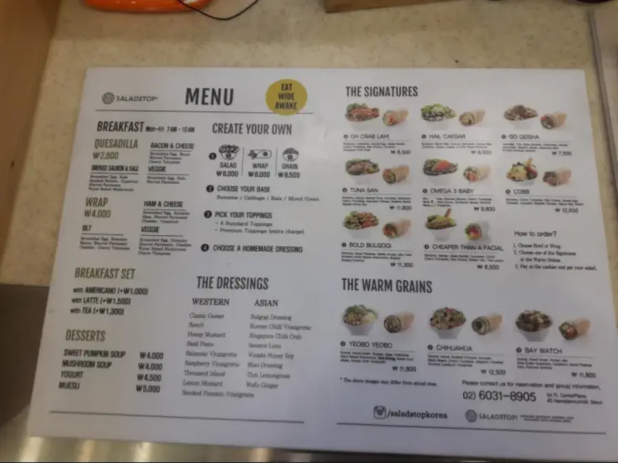 SALADSTOP MENU