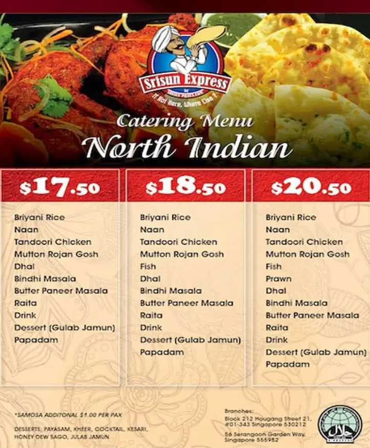 SRISUN EXPRESS MENU