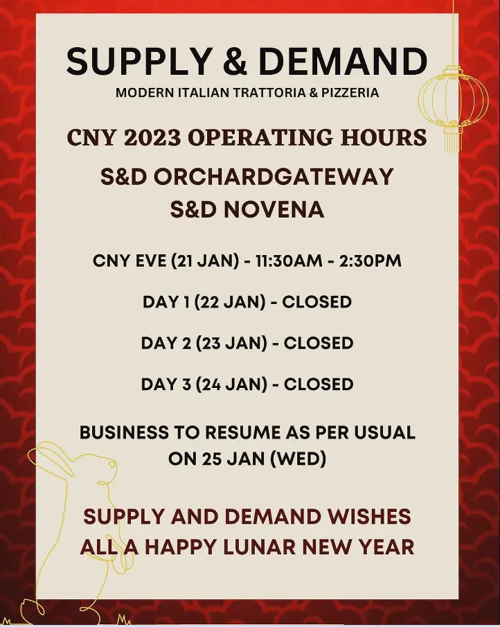 SUPPLY & DEMAND MENU