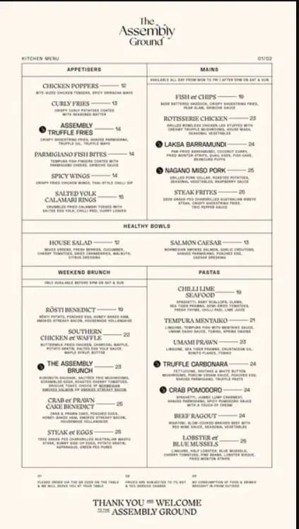 THE ASSEMBLY GROUND MENU