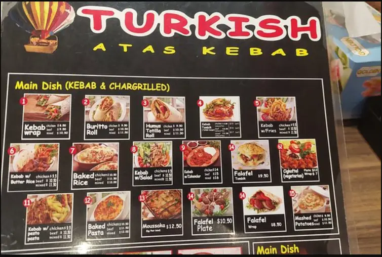 TURKISH KEBAB MENU