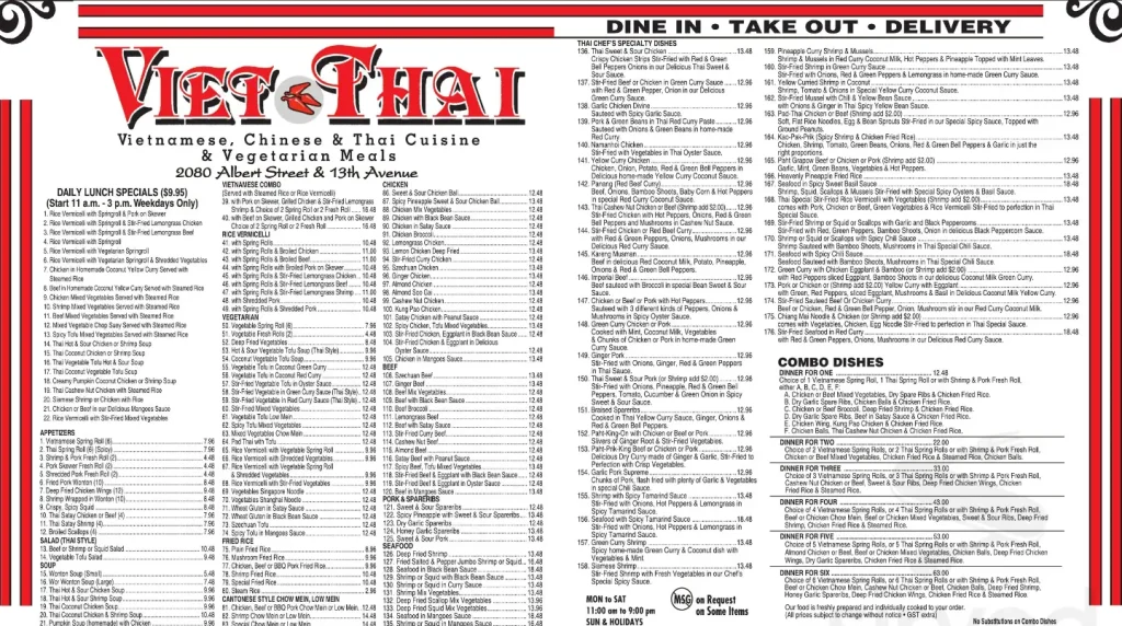 VIET THAI CUISINE MENU  