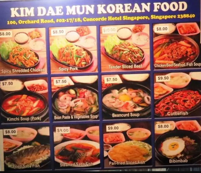 KIM DAE MUN MENU