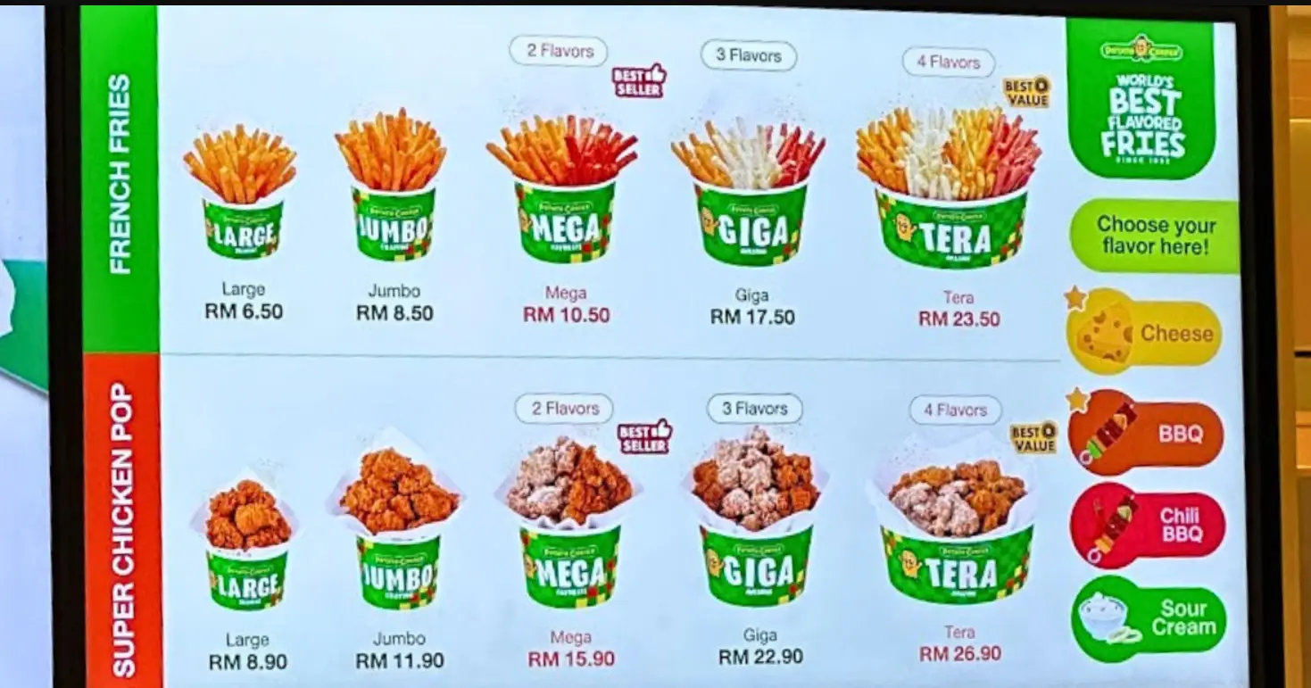 POTATO CORNER MENU