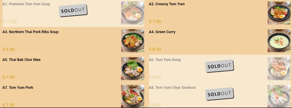 SOI AROY MENU SINGAPORE